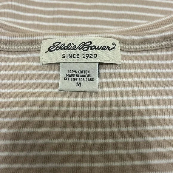 Eddie Bauer: Women's Striped Tan Tank Top, 100% Cotton, Size: Medium - Picture 4 of 7